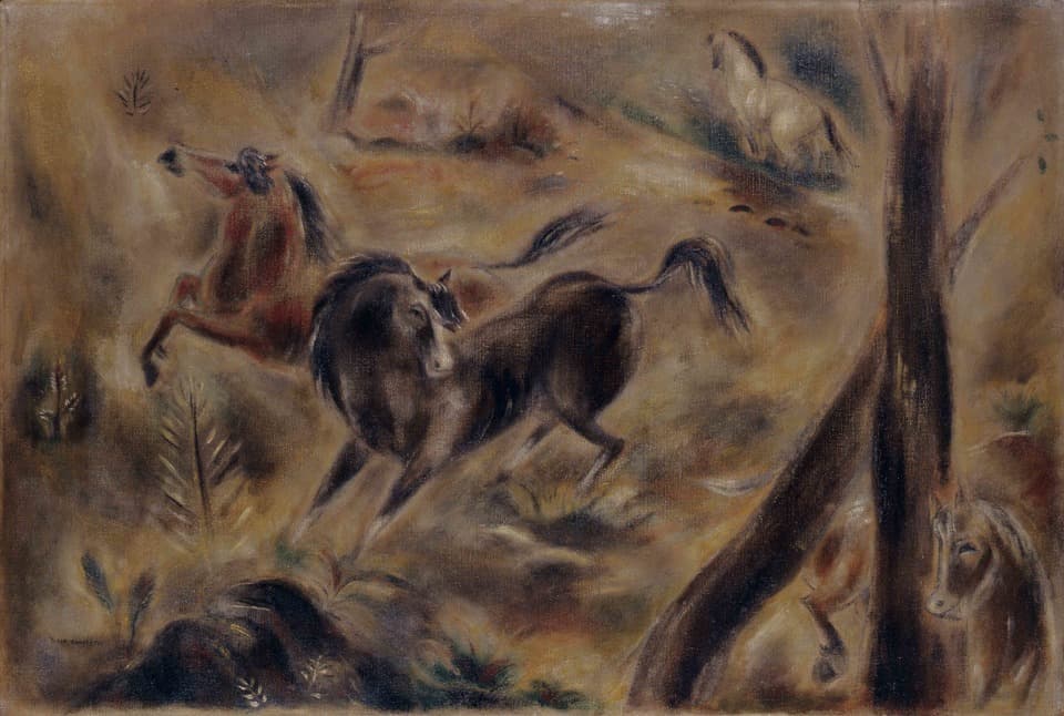 《野性の馬》1921年・国吉康雄作